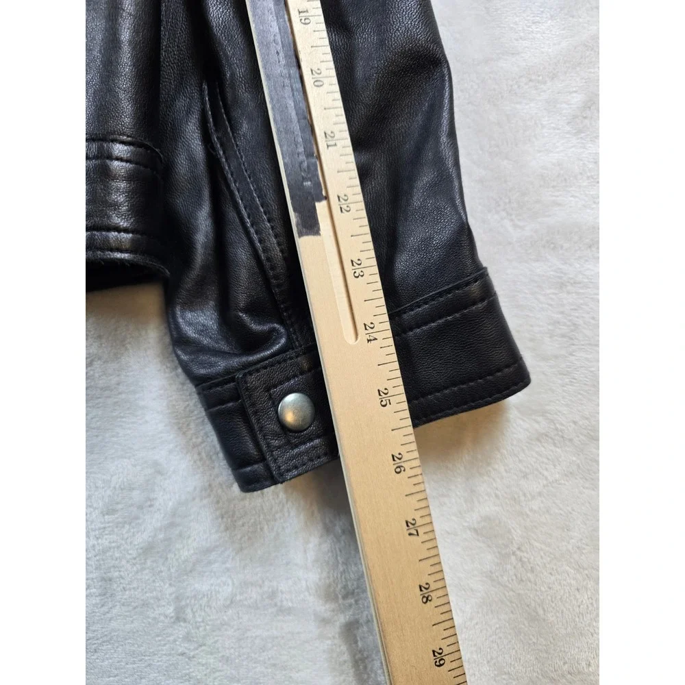 Banana Republic Leather Jacket Mens Large Black Cafe Racer Moto Biker Soft!